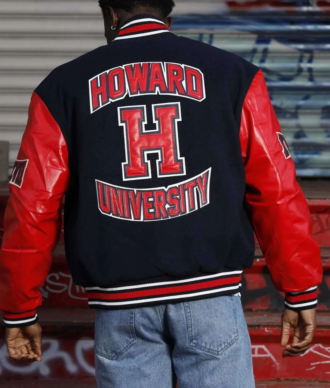 Men’s Howard University Black and Red Varsity Jacket - Image 4