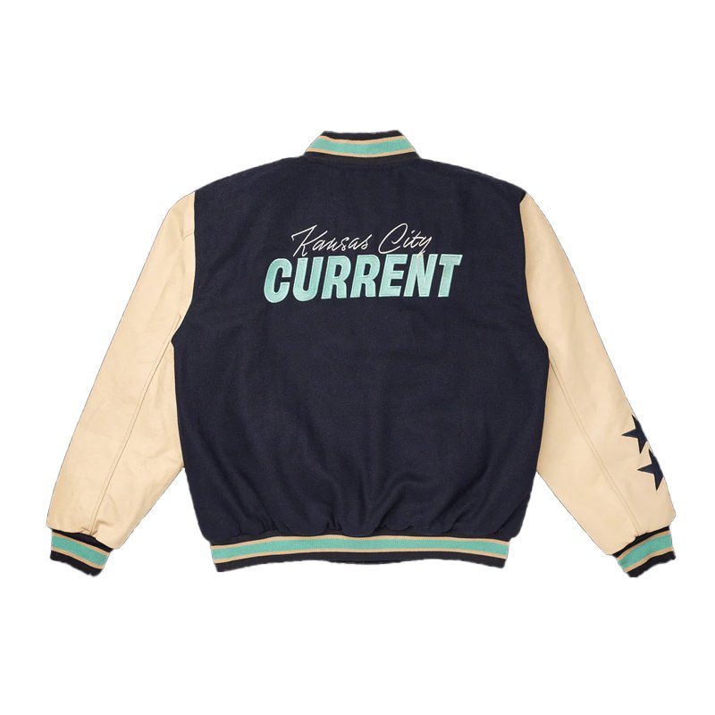 Kansas City Current Navy and Beige Varsity Jacket - Image 2