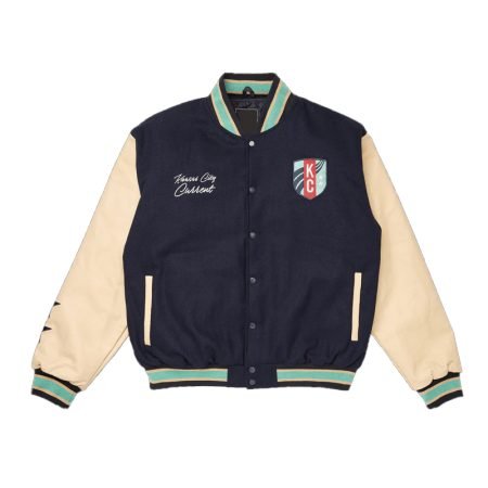 Kansas City Current Navy and Beige Varsity Jacket