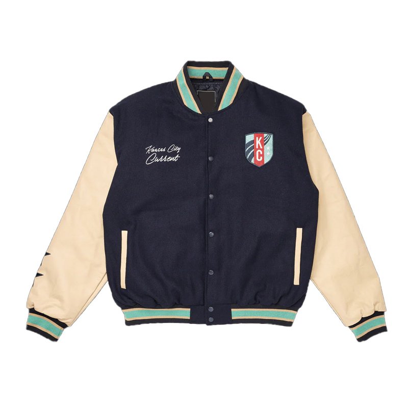 Kansas City Current Navy and Beige Varsity Jacket