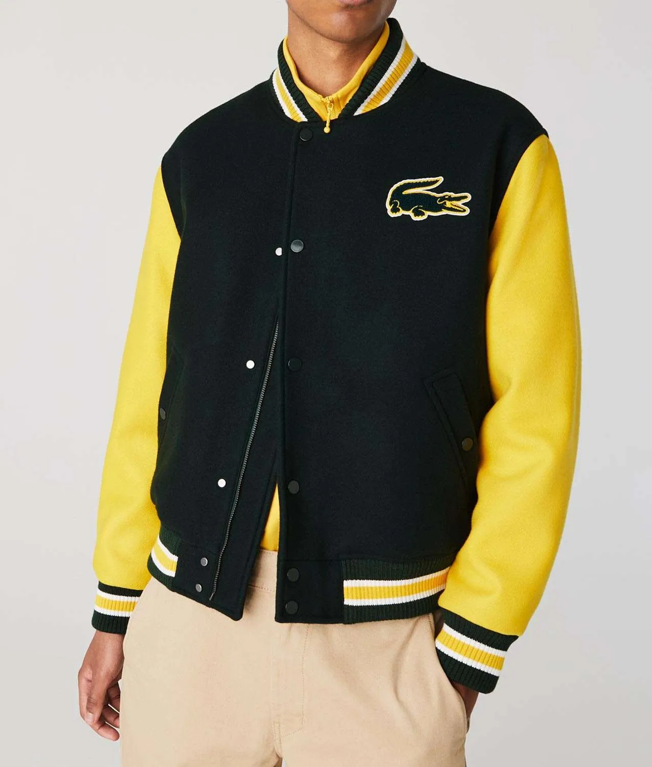 Live Two-Tone Green and Yellow Bomber Jacket - Image 2