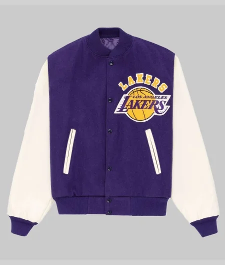 Vintage LA Lakers Purple and White Varsity Jacket