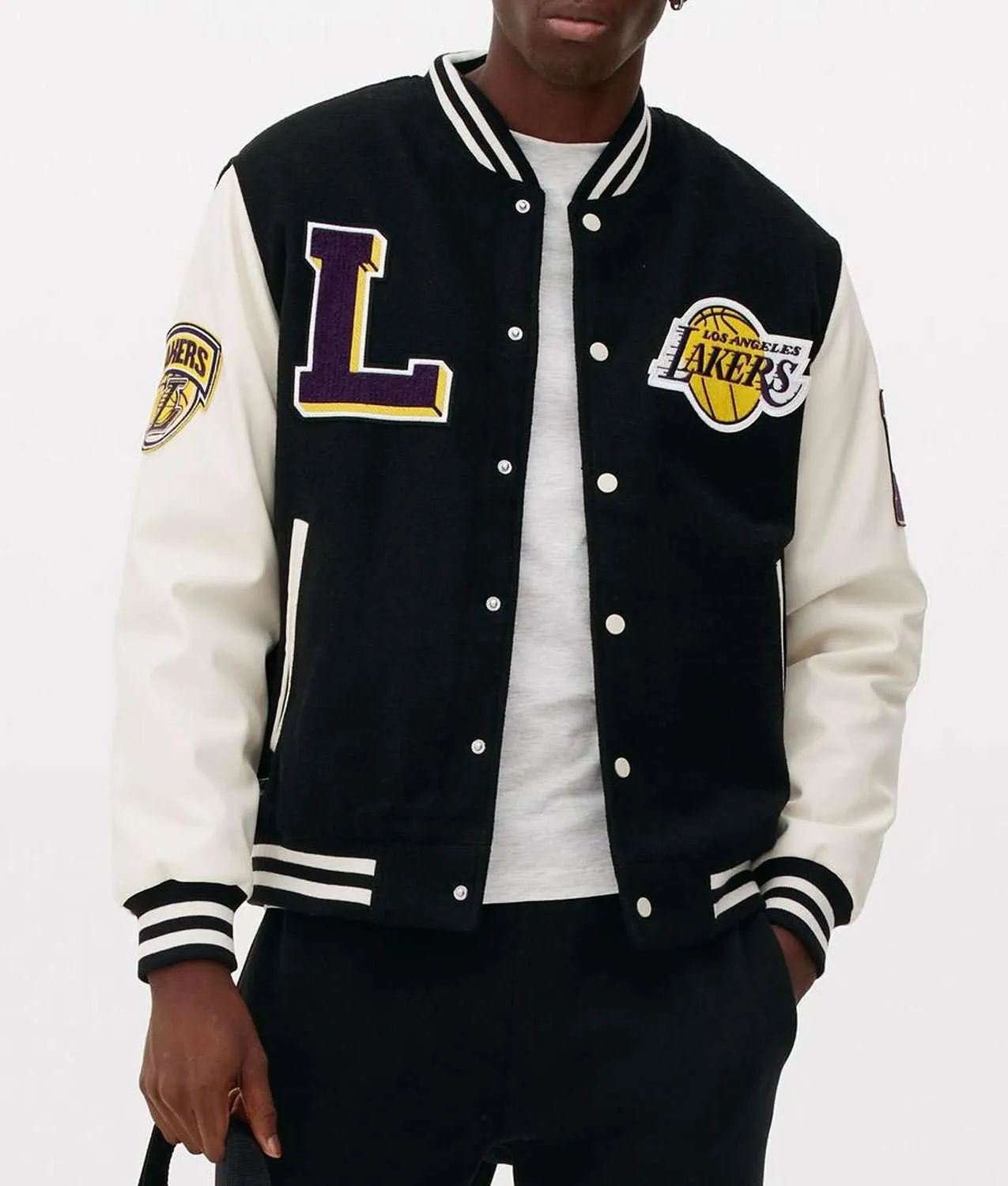 NBA LA Lakers Black and White Varsity Jacket