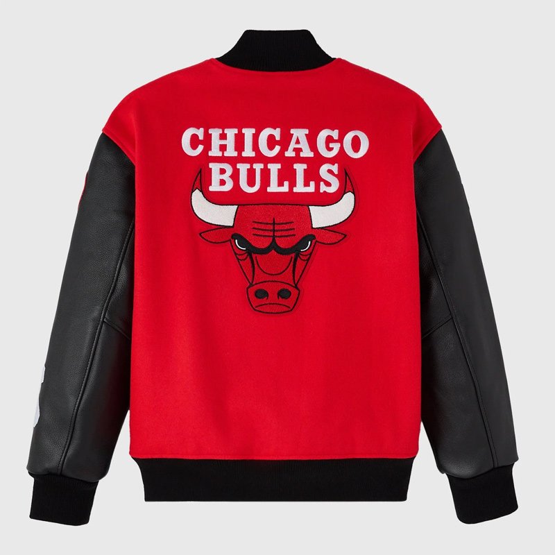 Chicago Bulls OVO Red and Black Varsity Jacket - Image 2