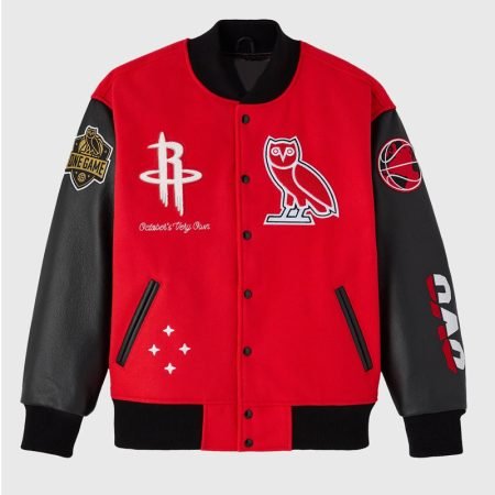 Houston Rockets OVO Red and Black Varsity Jacket