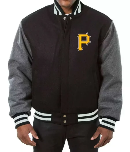 Pittsburgh Pirates Black and Grey Baseball Varsity Jacket