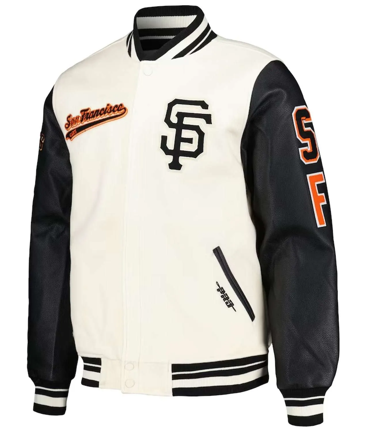 San Francisco Giants Script Tail Cream and Black Varsity Jacket