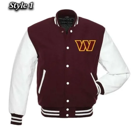 Washington Commanders Maroon and White Letterman Jacket