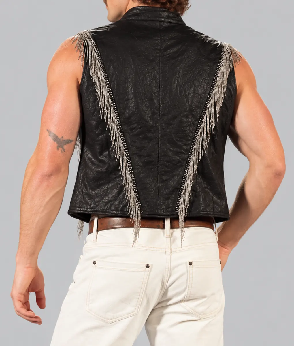 Benson Black Leather Vest - Image 2