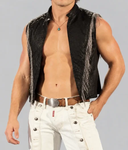 Benson Black Leather Vest