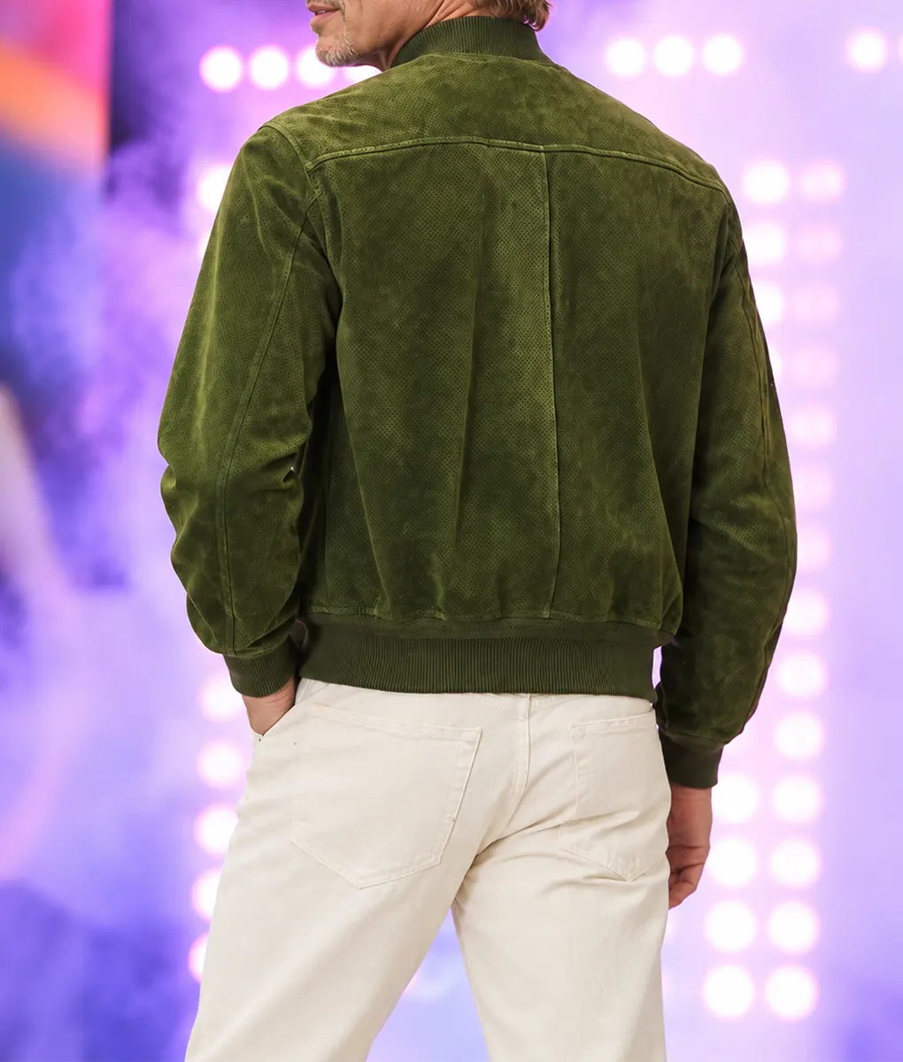 Brad Pitt Green Suede Jacket - Image 4