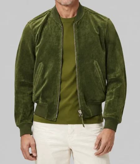 Brad Pitt Green Suede Jacket