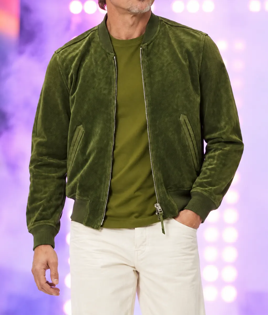 Brad Pitt Green Suede Jacket - Image 3