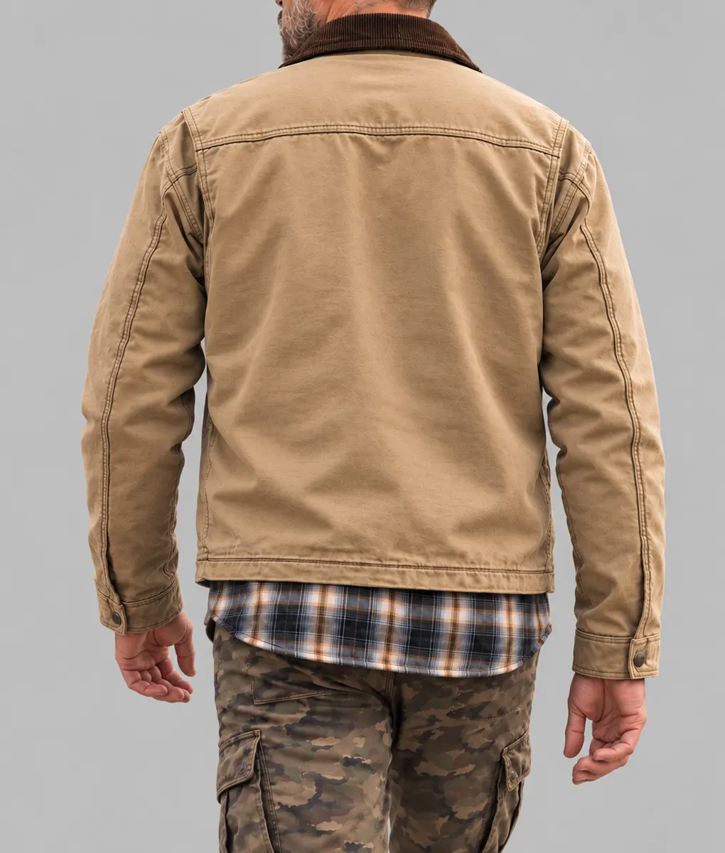 Heart Of The Beast Brad Pitt Beige Cotton Jacket - Image 2