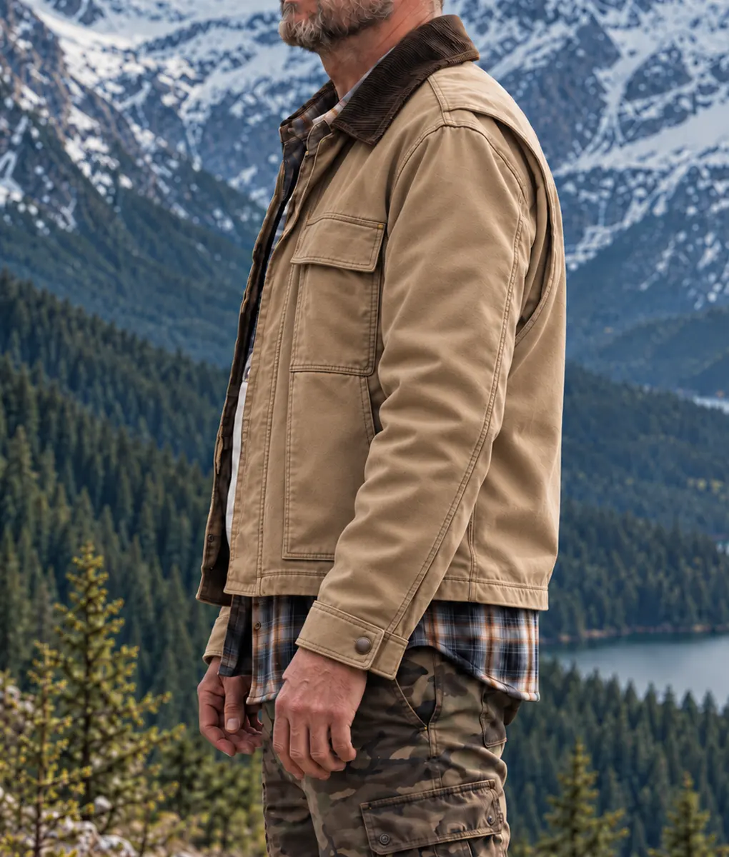 Heart Of The Beast Brad Pitt Beige Cotton Jacket - Image 4