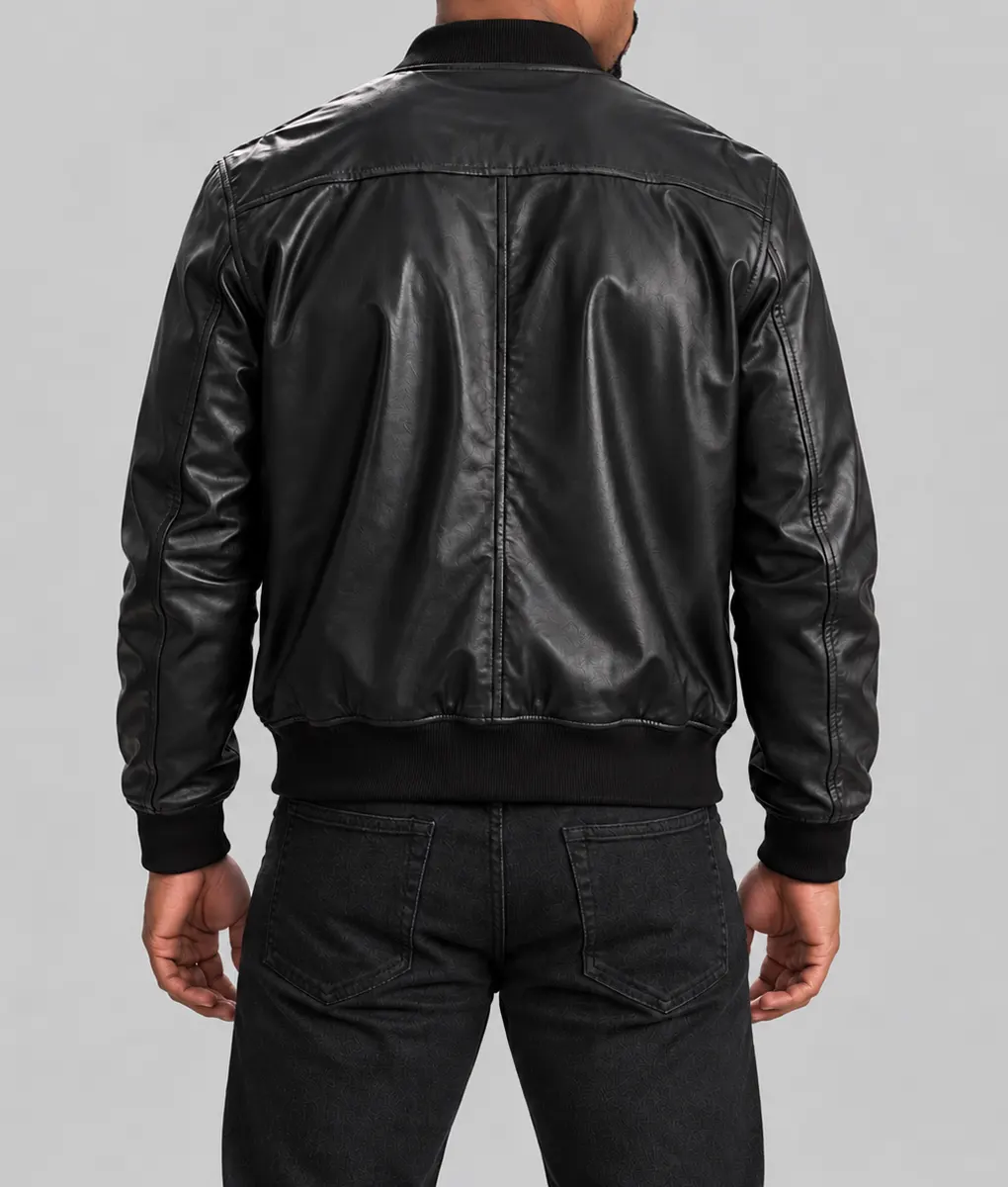Lanterns Aaron Pierre Black Leather Bomber Jacket - Image 2