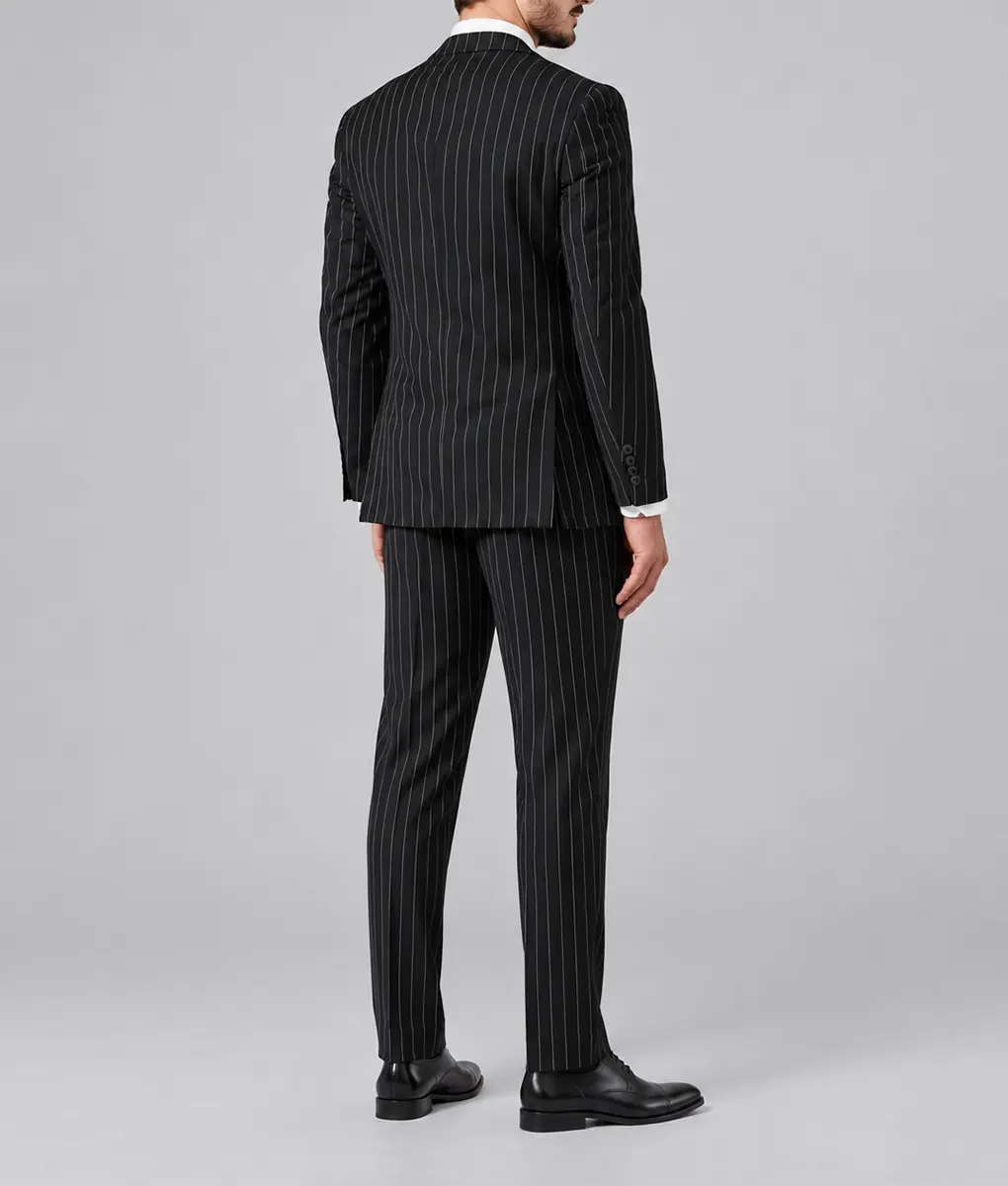 Mens Black Pinstripe 3 Pieces Suit - Image 3