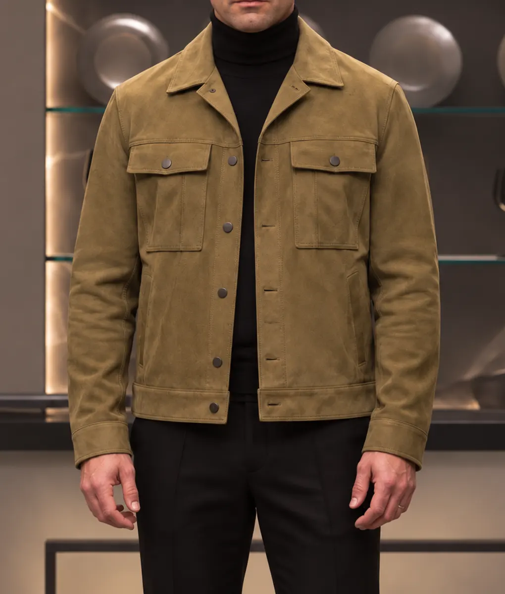Patient Zero Colin Farrell Brown Suede Jacket - Image 3