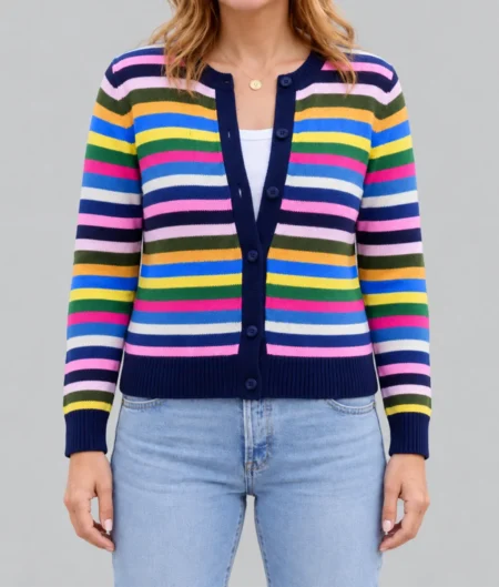 Shrinking Christa Miller Colorful Striped Cardigan