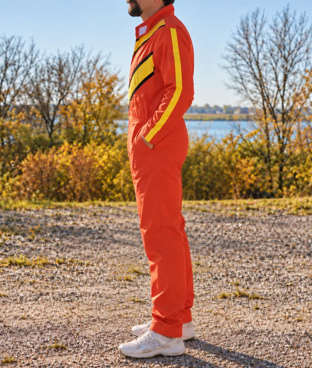 The Stunt Driver Jay Baruchel Orange Jumspuit - Image 4