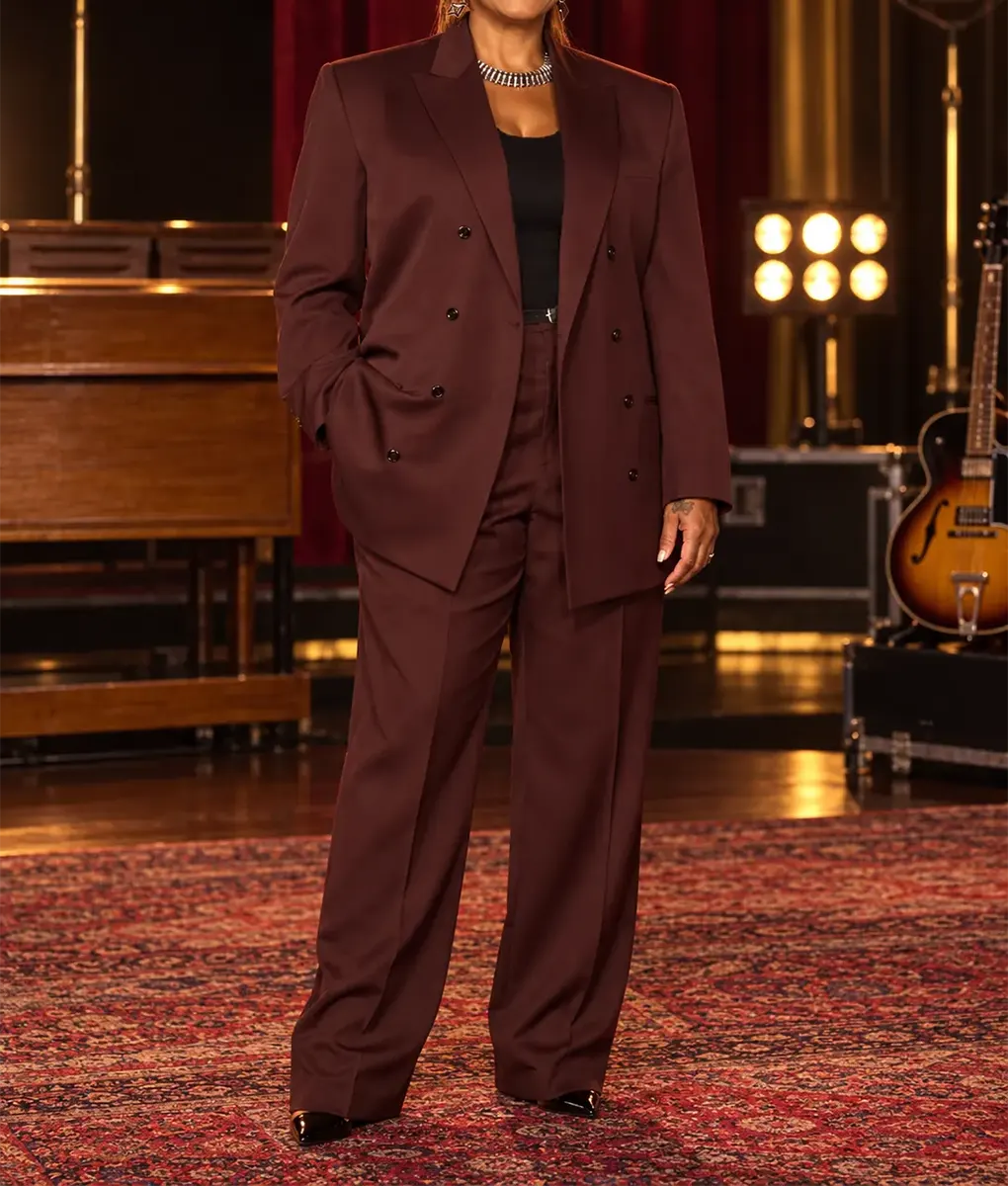The Voice S30 Queen Latifah Oversized Burgundy Suit - Image 3